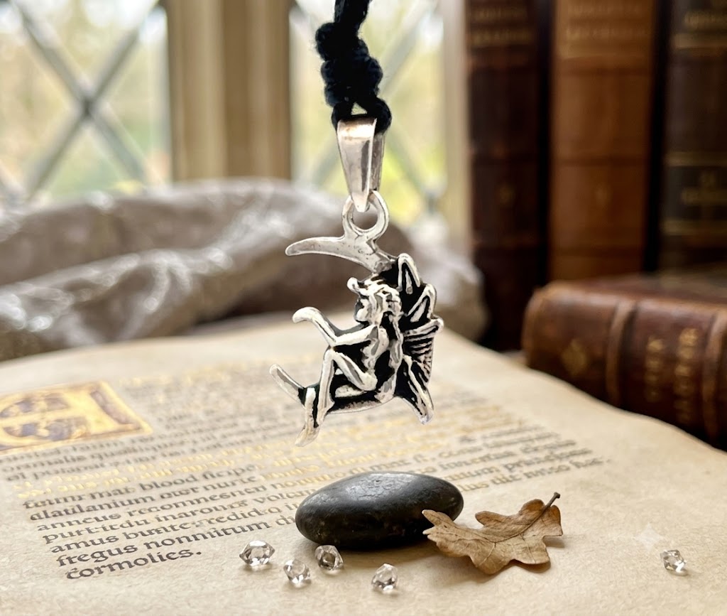 Fairy Moon Woman 92.5 Sterling Silver Gold Brass Charm Necklace Pendant Jewelry