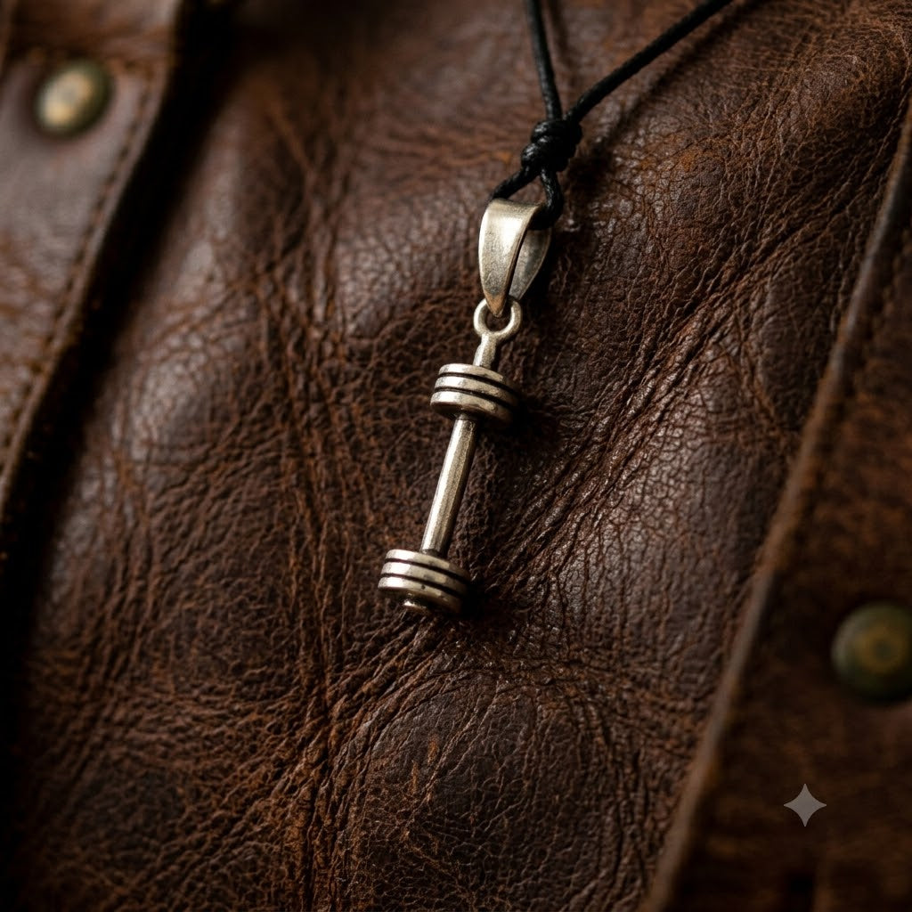 Mini Dumbbell Necklace Sterling Silver Brass Charm Necklace Pendant Jewelry