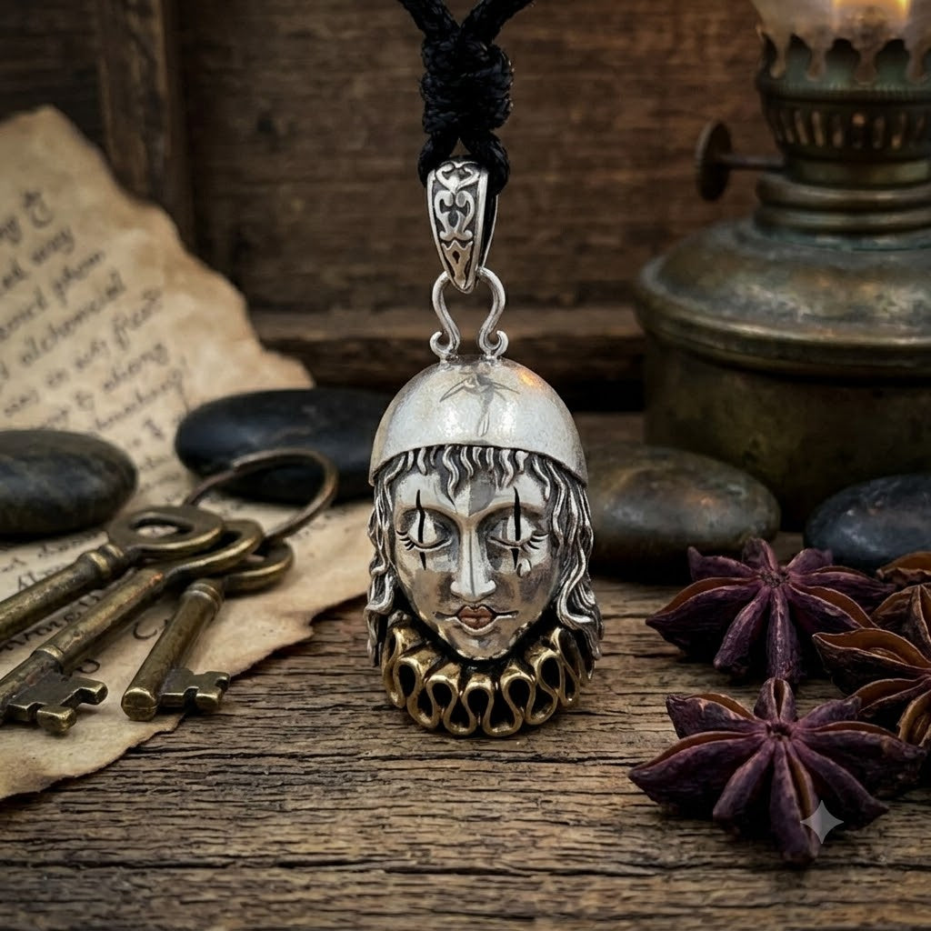 Clown Mime Circus Art 92.5 Sterling Silver Charm Necklace Pendent Jewelry