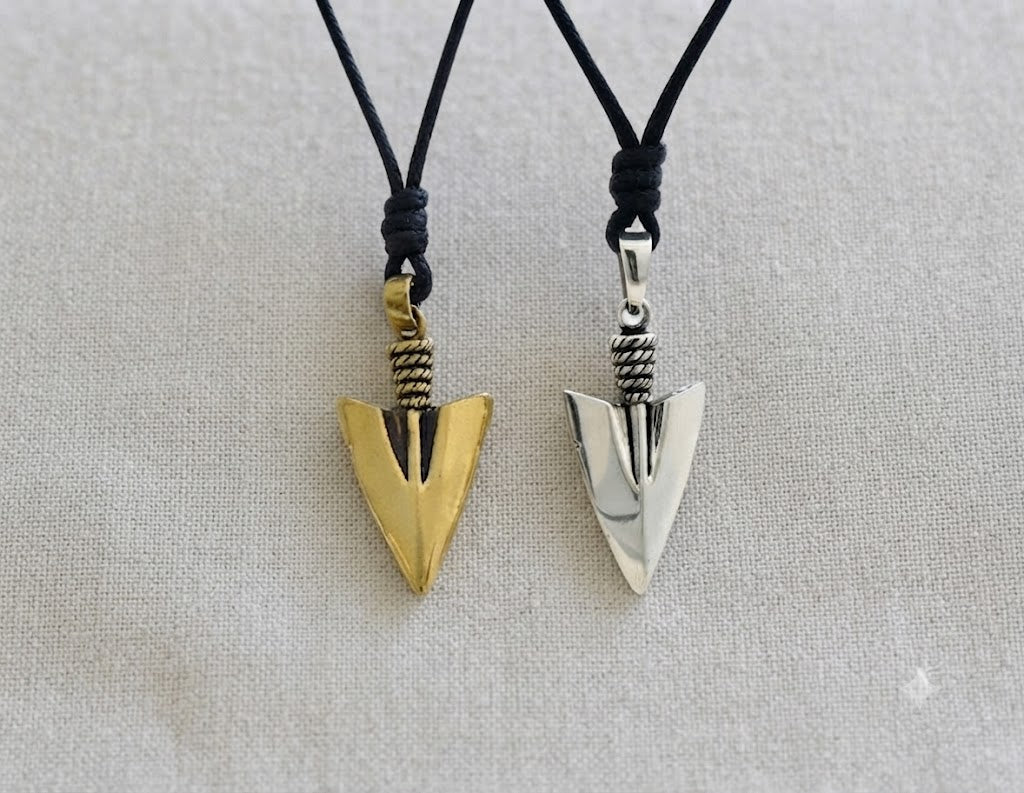 Spear 92.5 Sterling Silver Gold Brass Necklace Pendant Jewelry
