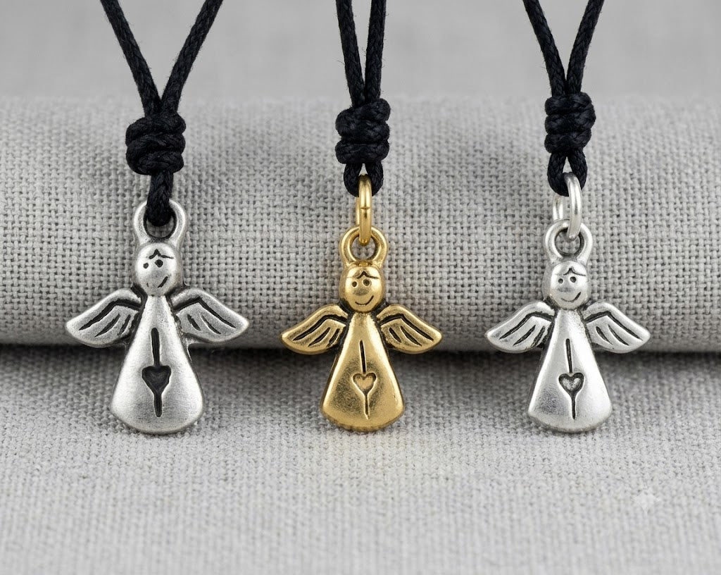 Lovely Angel Sterling Silver Pewter Gold Brass Charm Necklace Pendant Jewelry