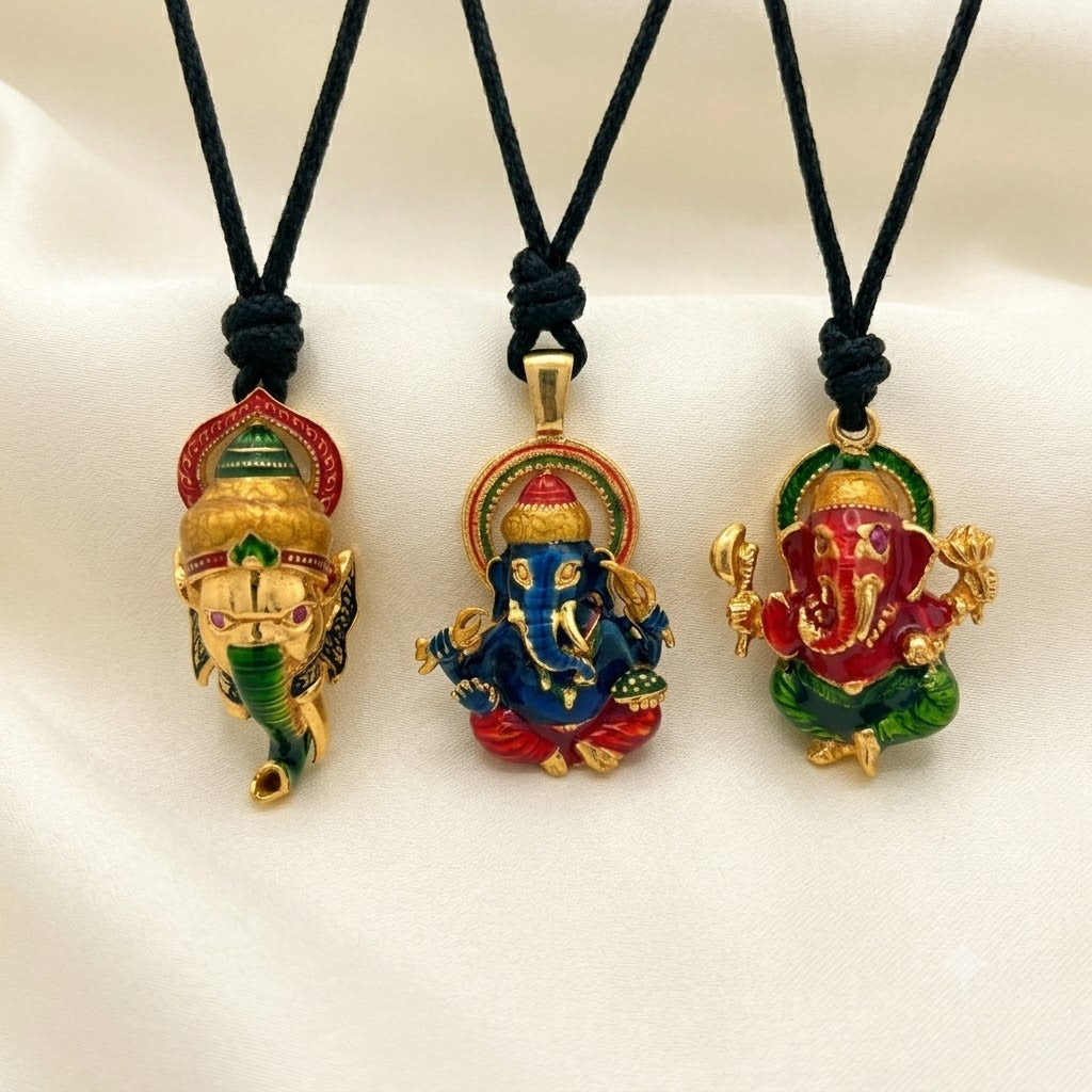 Ganesh Gold Plated 92.5 Sterling Silver Necklace Pendant Jewelry