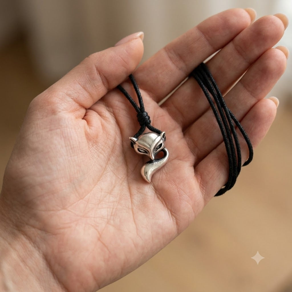 Fox Head 92.5 Sterling Silver Pewter Necklace Pendant Jewelry