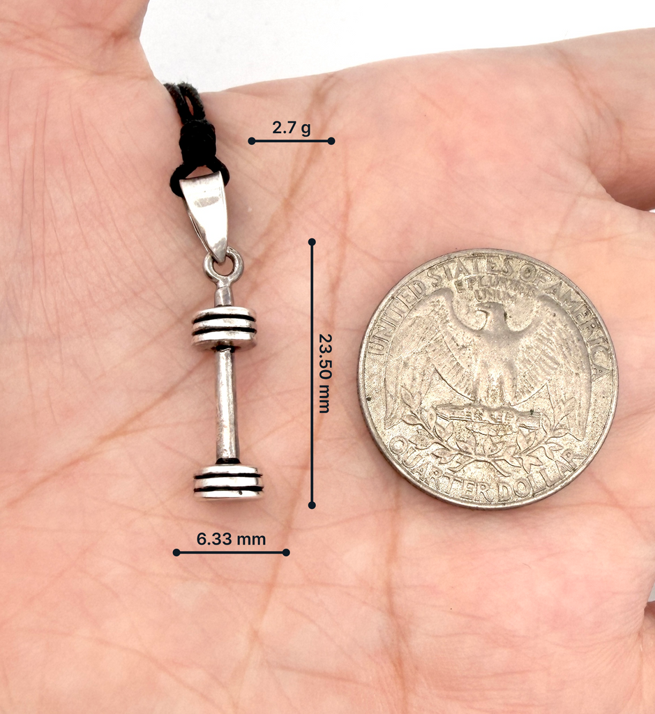 Mini Dumbbell Necklace Sterling Silver Brass Charm Necklace Pendant Jewelry