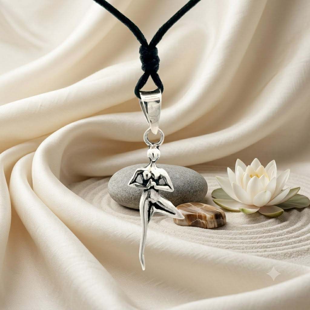 Yoga Pose 92.5 Sterling Silver Gold Brass Charm Necklace Pendant Jewelry