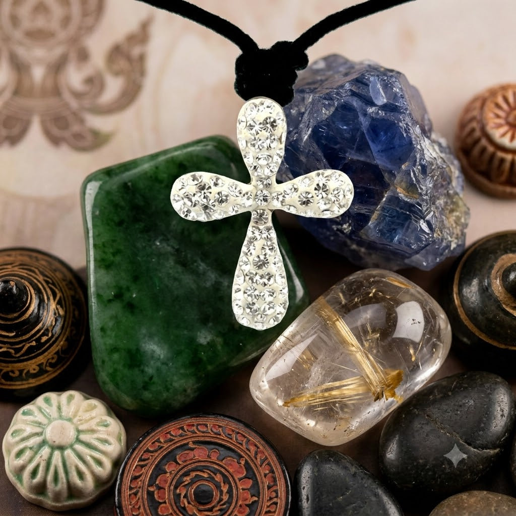 Cross multi color 92.5 Sterling Silver Necklace Pendant Jewelry.