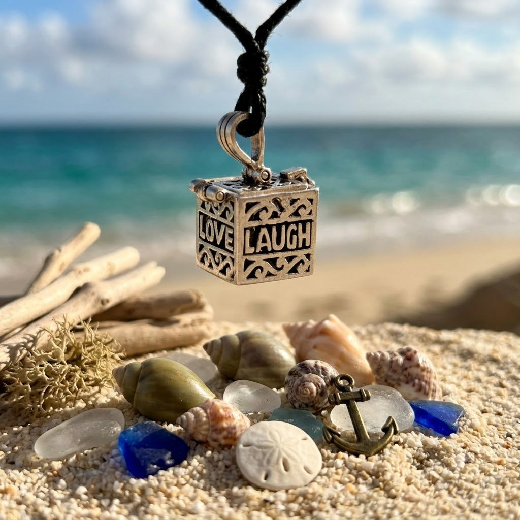 Live Love Laugh Affirmation Box 92.5 Sterling Silver Necklace Pendant Jewelry .