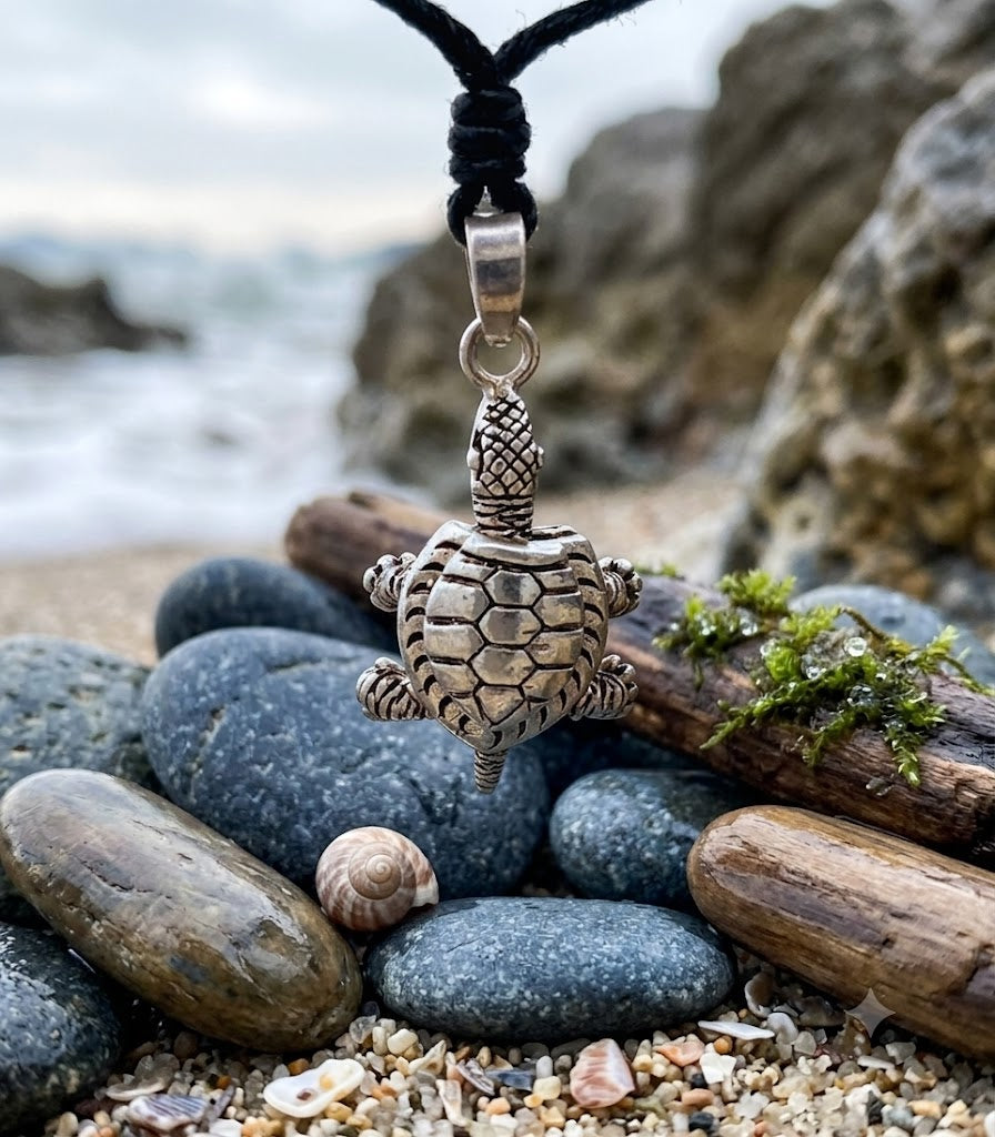 92.5 Sterling Moving Elegant Sea Turtle Necklace Pendant Jewelry.