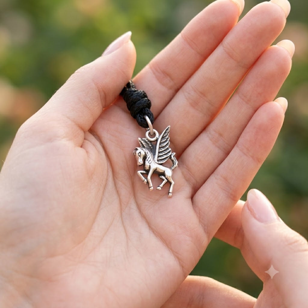 Cute Pegasus 92.5 Sterling Silver Gold Brass Charm Necklace Pendant Jewelry