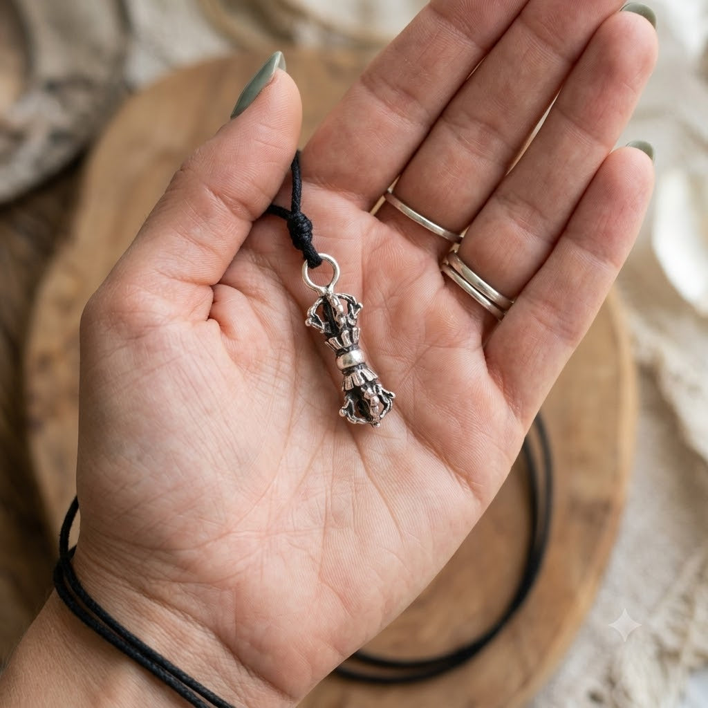 Tibet Amulet 92.5 Sterling Silver Gold Brass Charm Necklace Pendant Jewelry