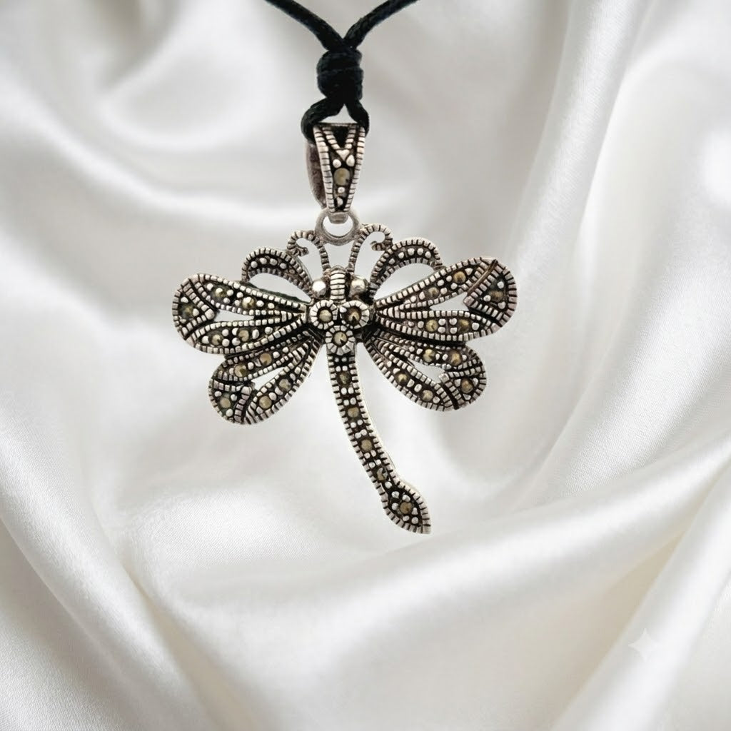 Dragonfly 92.5 Sterling Silver Charm Necklace Pendant Jewelry