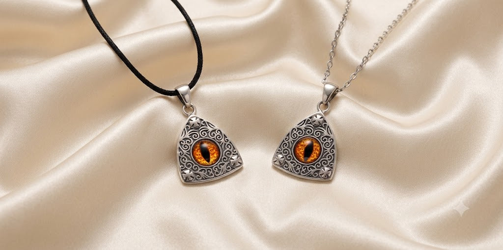 Stone Pattern Triangle Demon Eye 92.5 Sterling Silver Gold Brass Pendant Necklace