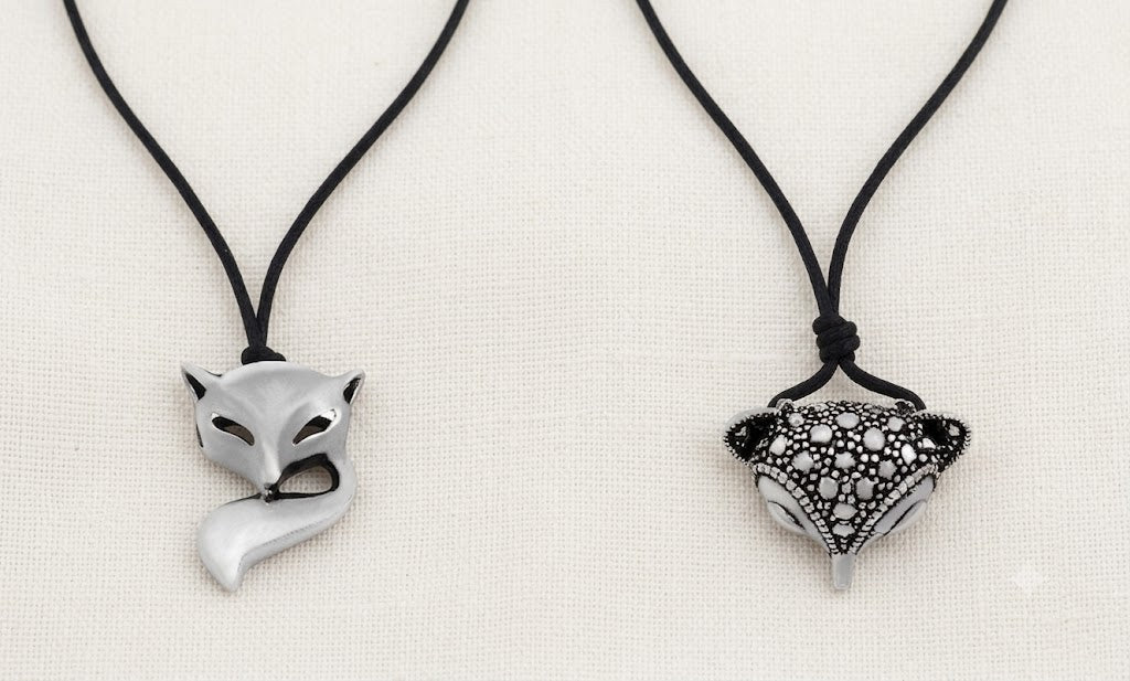 Fox Head 92.5 Sterling Silver Pewter Necklace Pendant Jewelry