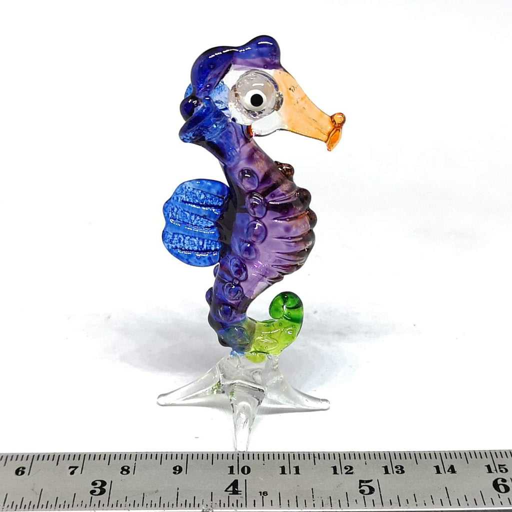Coastal Blown Glass Figurine Seahorse Aquarium Home Decor Marine Life Spirit Animal Totem