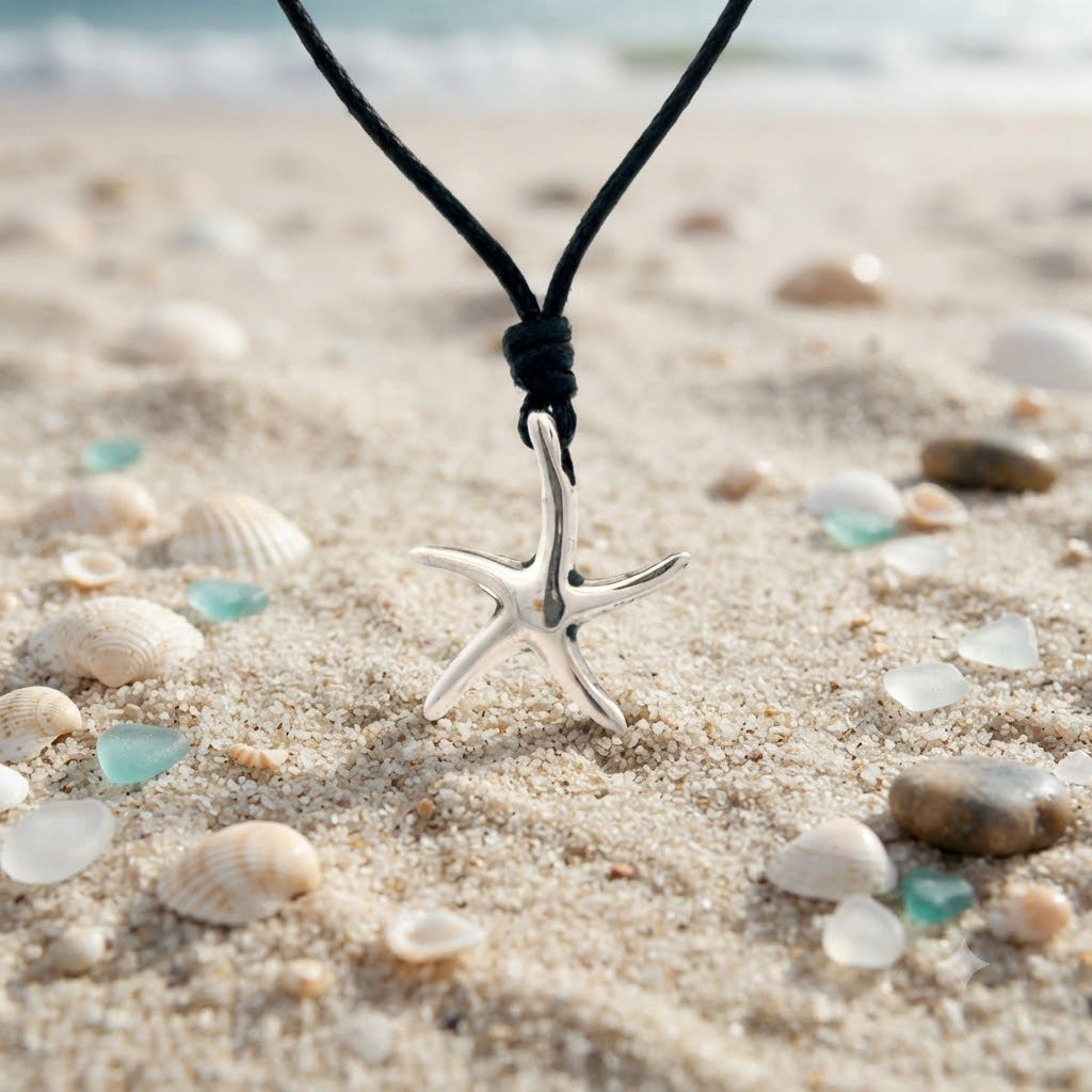 Cute Starfish 92.5 Sterling Silver Charm Necklace Pendant Jewelry