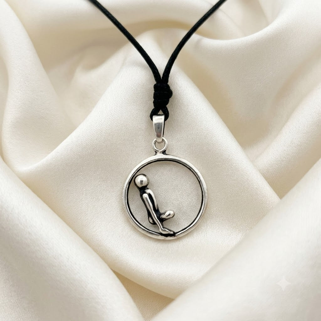 Yoga Pose 92.5 Sterling Silver Gold Brass Charm Necklace Pendant Jewelry