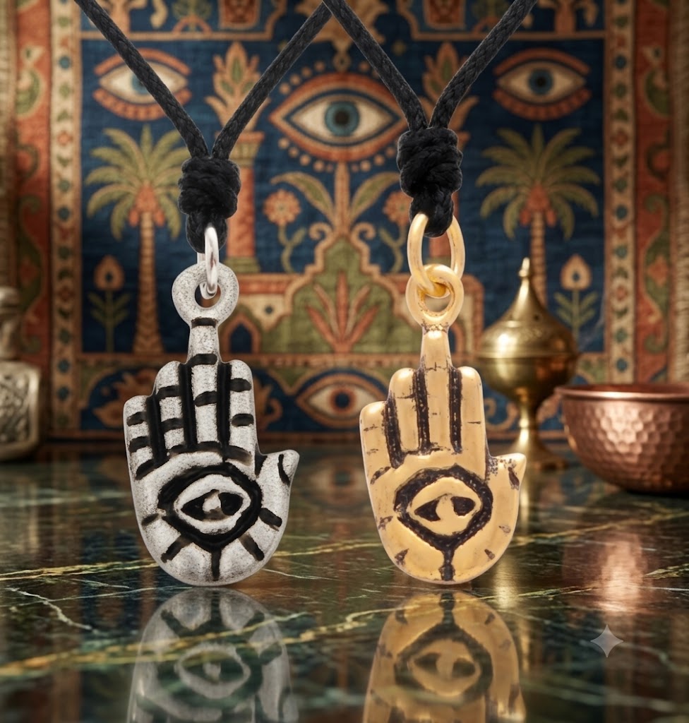 Hamsa Jewish Hand 92.5 Sterling Silver Pewter Brass Necklace Pendant Jewelry