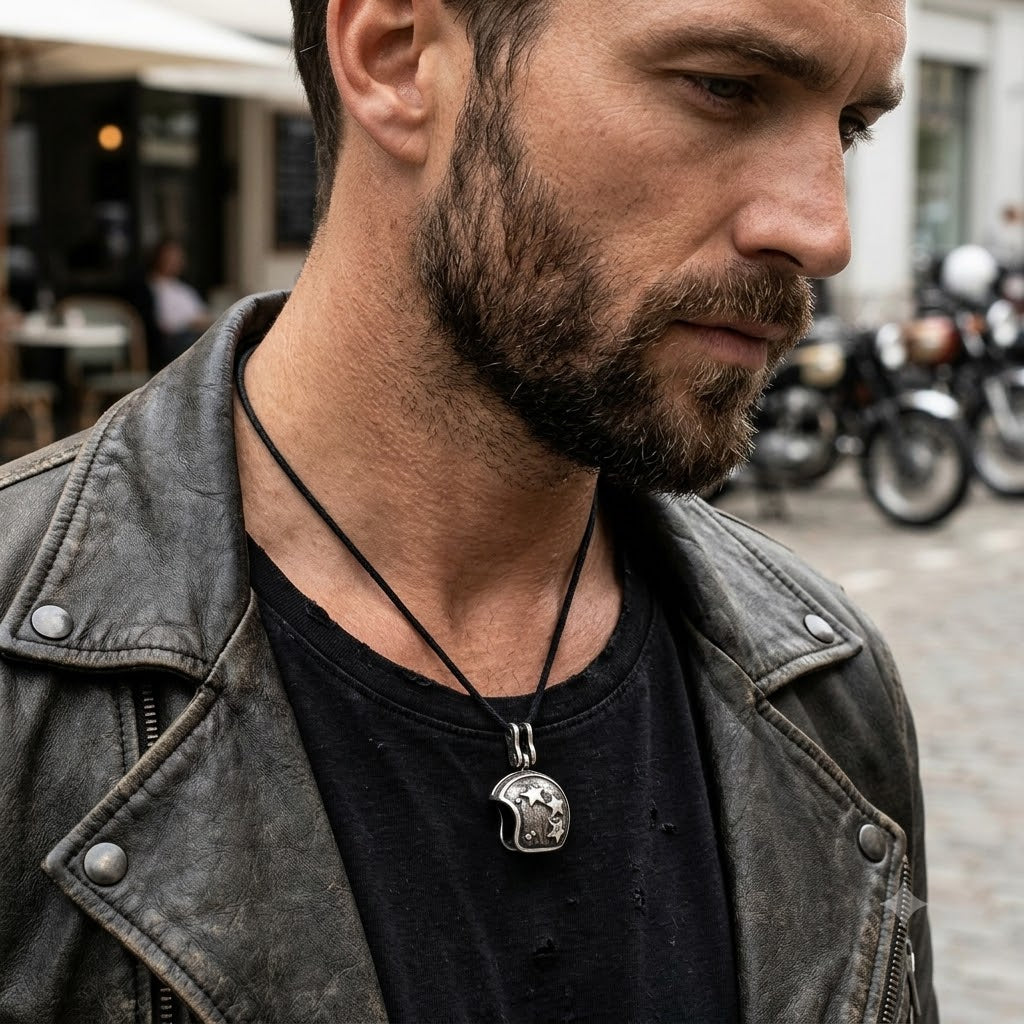 Motorbike Helmet 92.5 Sterling Silver Charm Necklace Pendant Jewelry