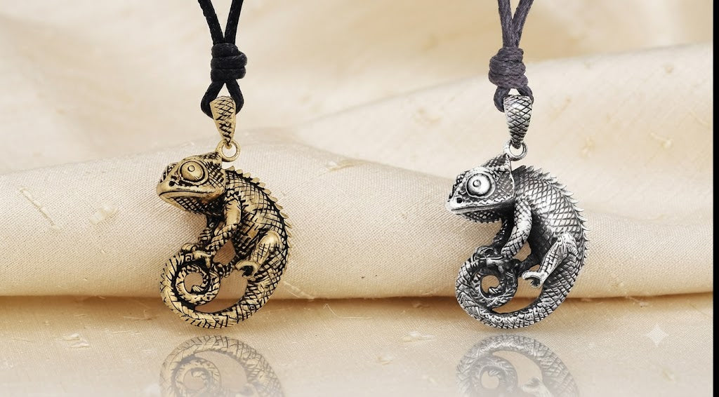 New Lizard Reptile 92.5 Sterling Silver Gold Brass Charm Necklace Pendant Jewelry