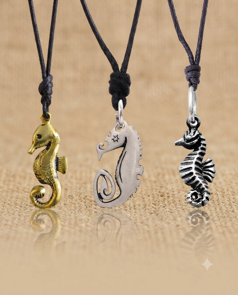 Sea Horse Ocean Silver Pewter Gold Brass Charm Necklace Pendant Jewelry