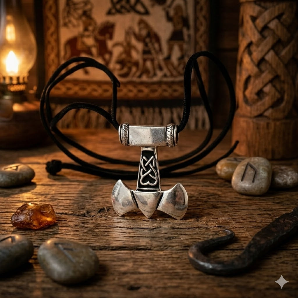 God's Hammer Mjolnir 92.5 Sterling Silver Brass Necklace Pendant Jewelry