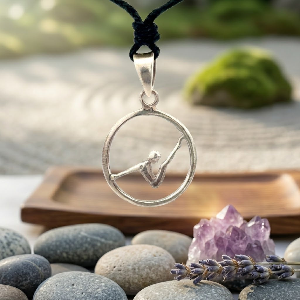 Yoga Pose 92.5 Sterling Silver Gold Brass Charm Necklace Pendant Jewelry