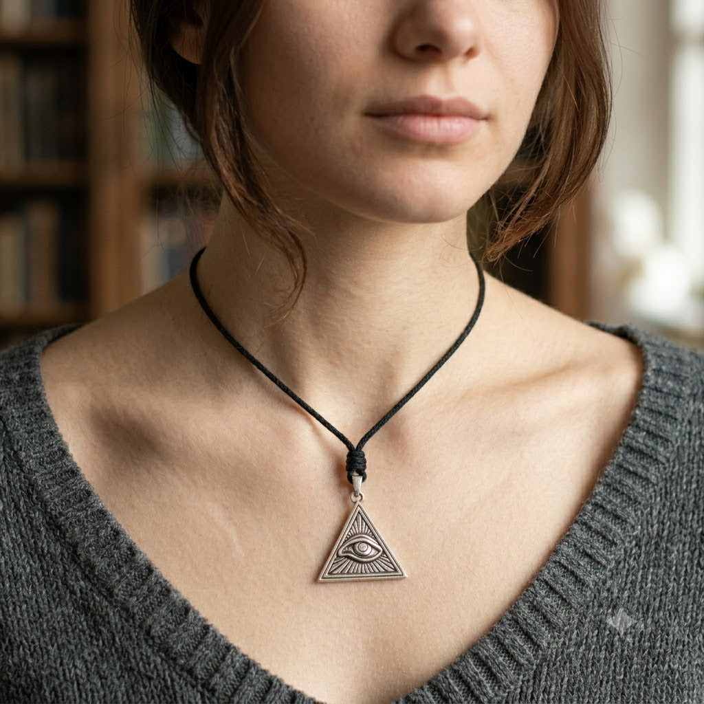 Eye Of Providence 92.5 Sterling Silver Pewter Brass Necklace Pendant Jewelry