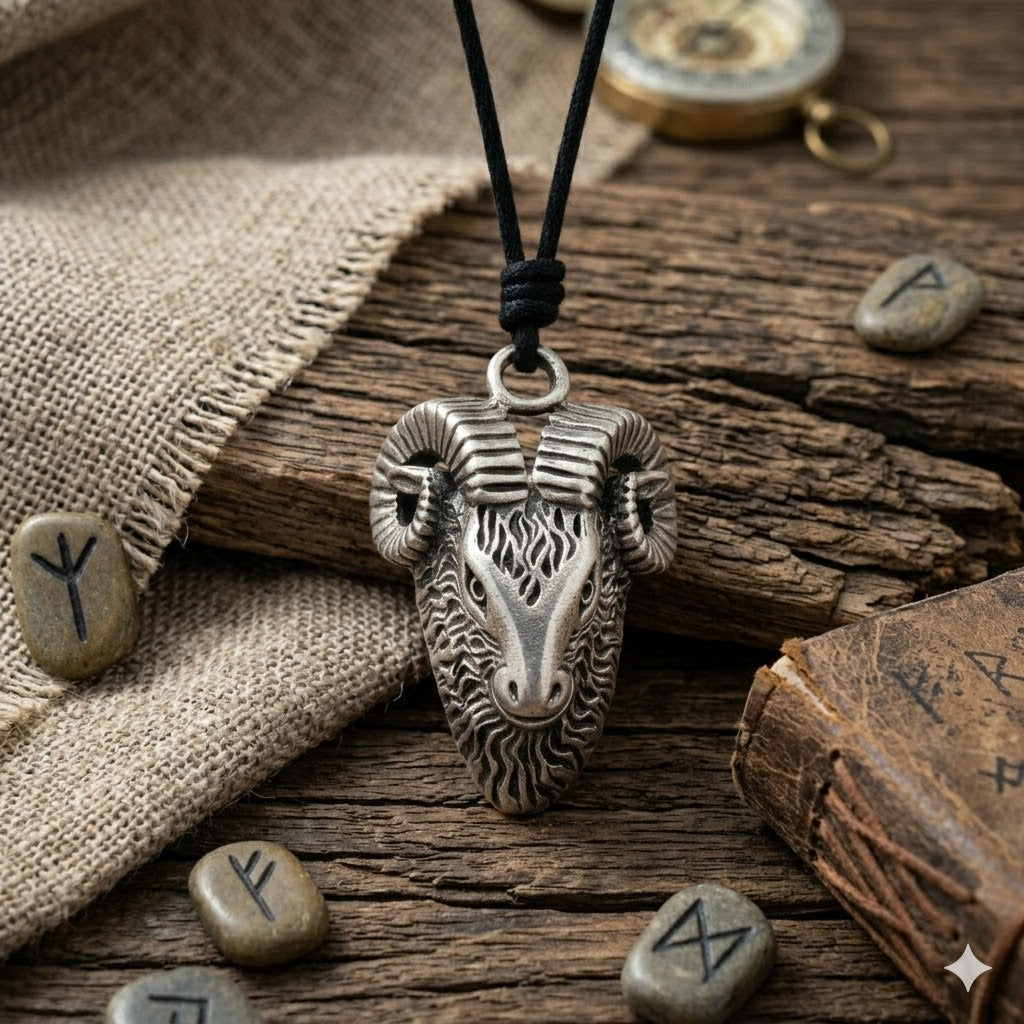 Ram Head Goat Baphomet Pagan God 92.5 Sterling Silver Necklace Pendant Jewelry
