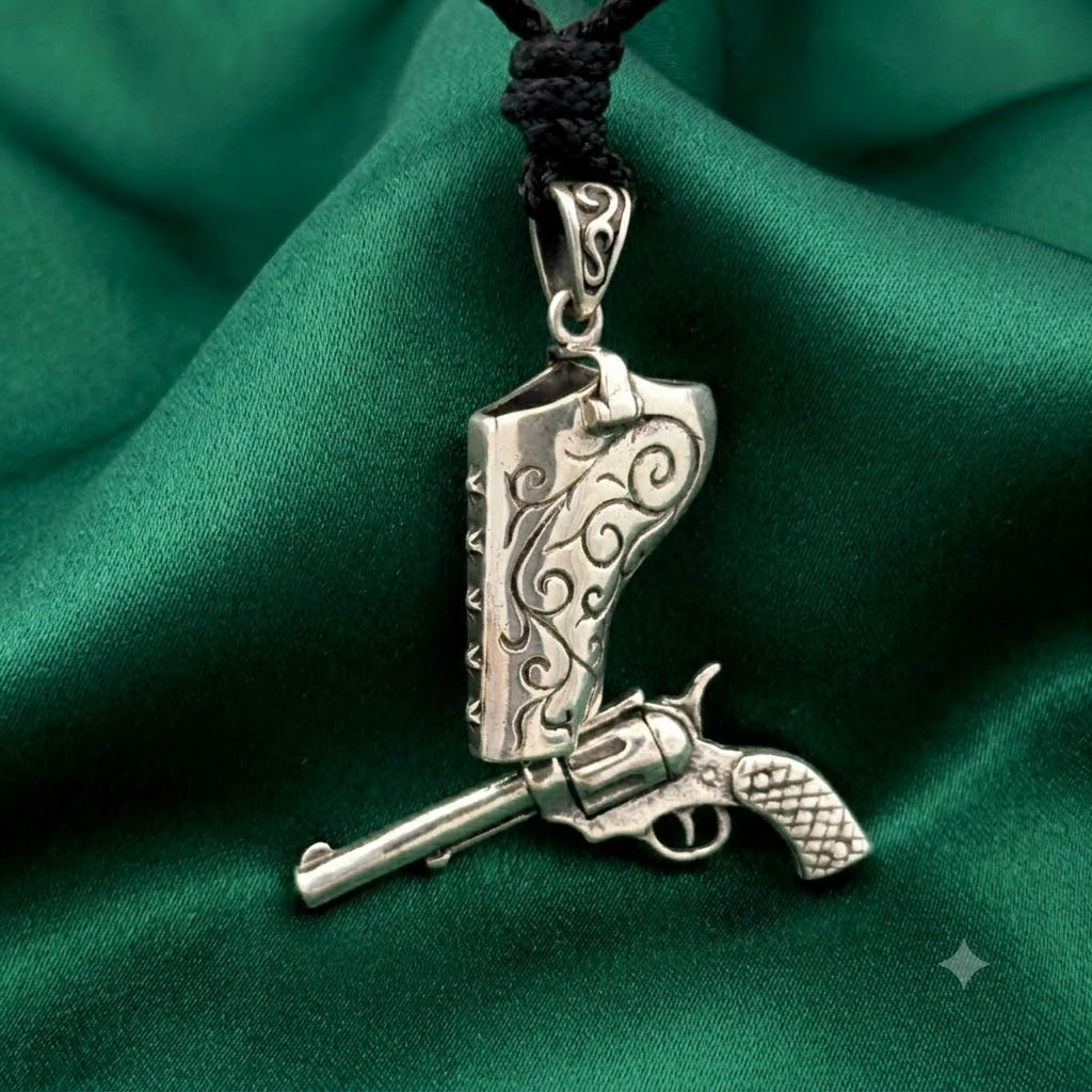 925 Sterling Silver Gun & Scabbard Holster Pendant