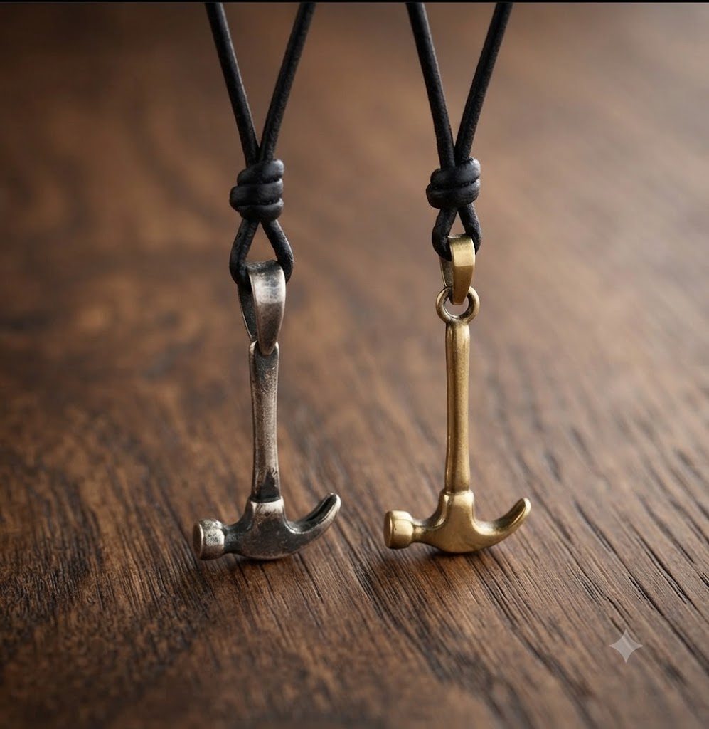 Hammer 92.5 Sterling Silver Gold Brass Necklace Pendant Jewelry