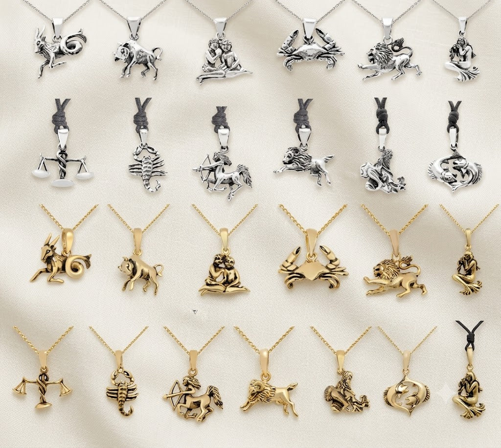 New Astrology Horoscope Sterling-silver Gold Brass Necklace Pendant Jewelry