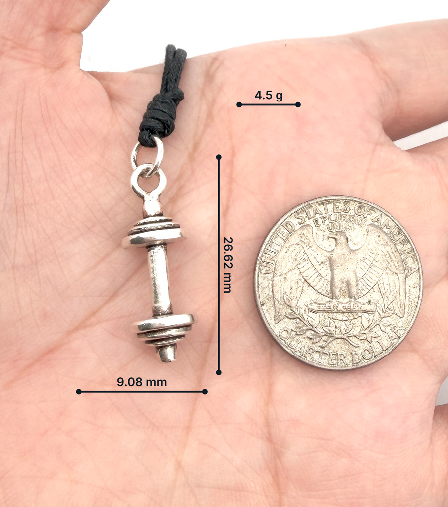 Mini Dumbbell Necklace Sterling Silver Brass Charm Necklace Pendant Jewelry