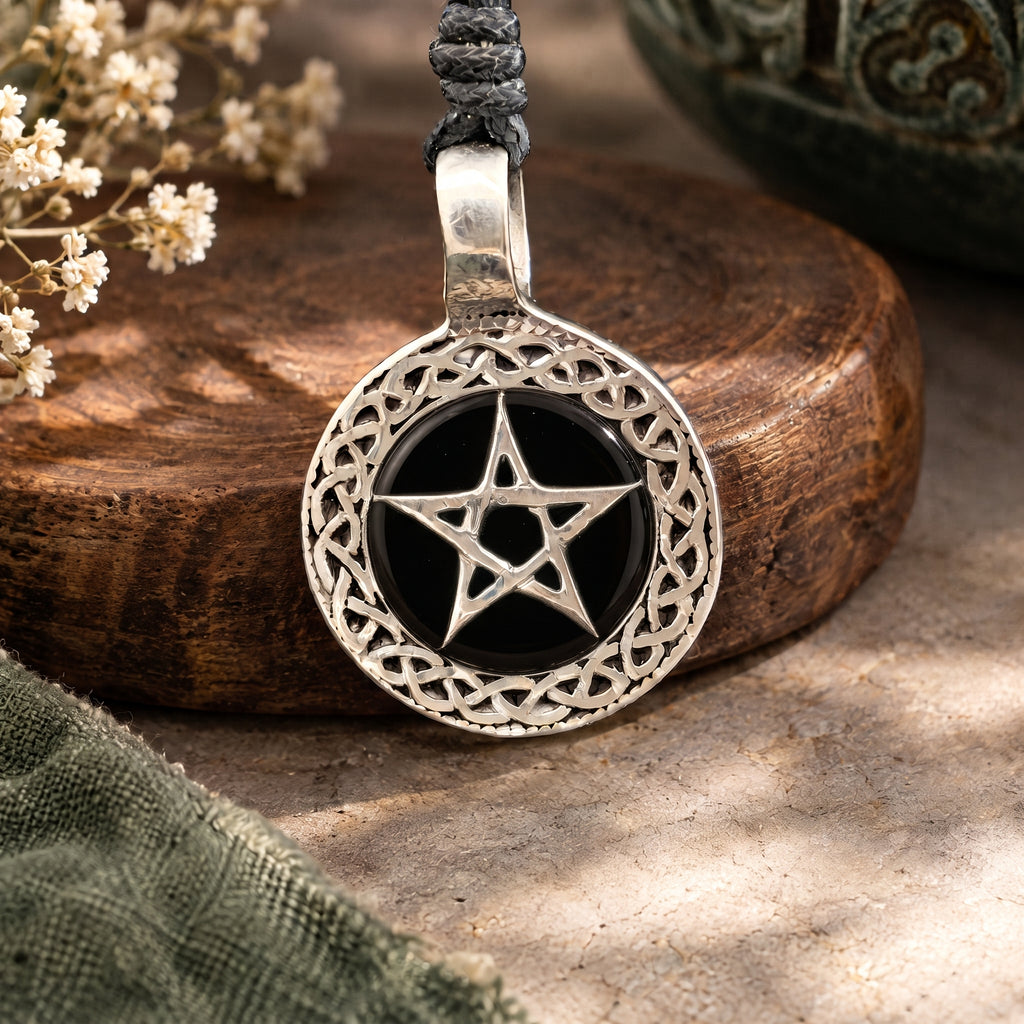 5 Pointed Pentagram Star Magic Silver Pewter Charm Necklace Pendant Jewelry