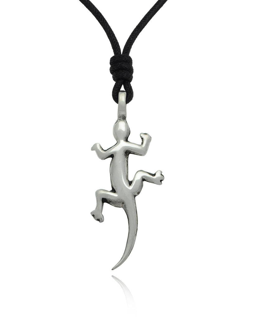 Lizard Reptile Handmade 92.5 Sterling Silver Brass Necklace Pendant Jewelry