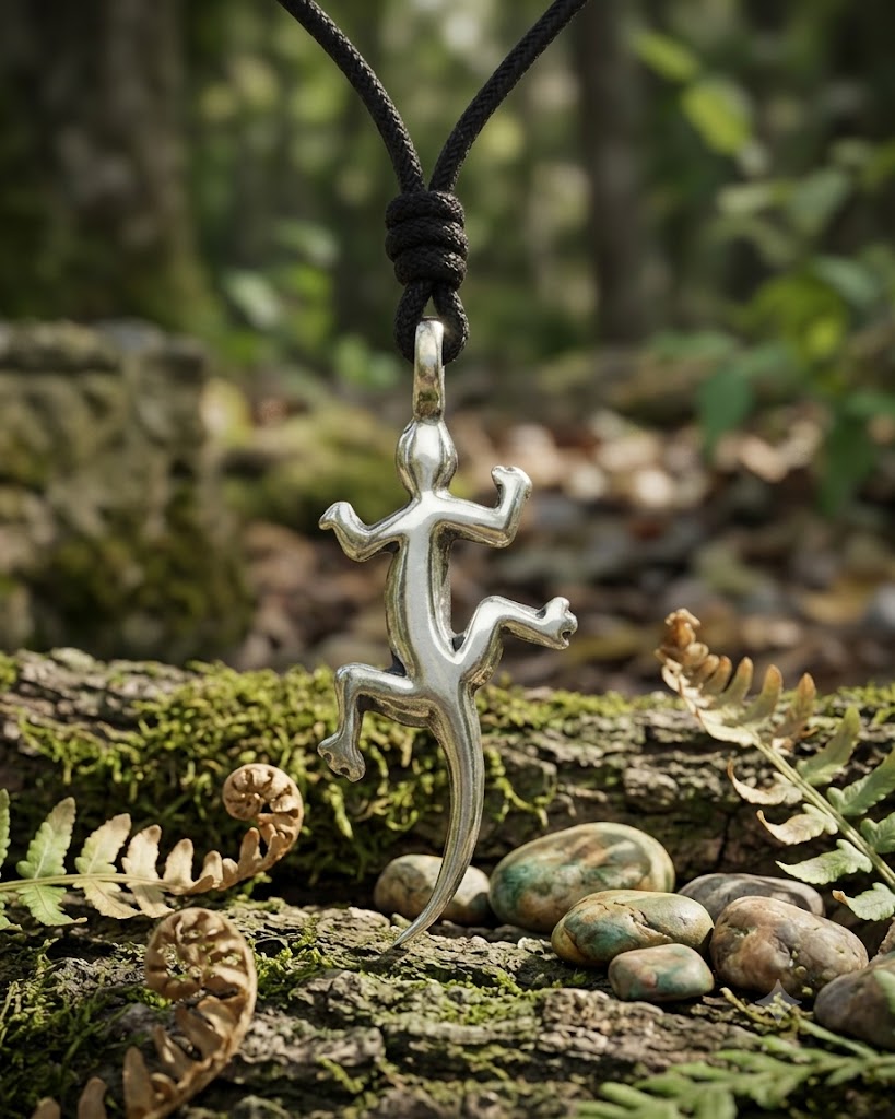 Lizard Reptile Handmade 92.5 Sterling Silver Brass Necklace Pendant Jewelry