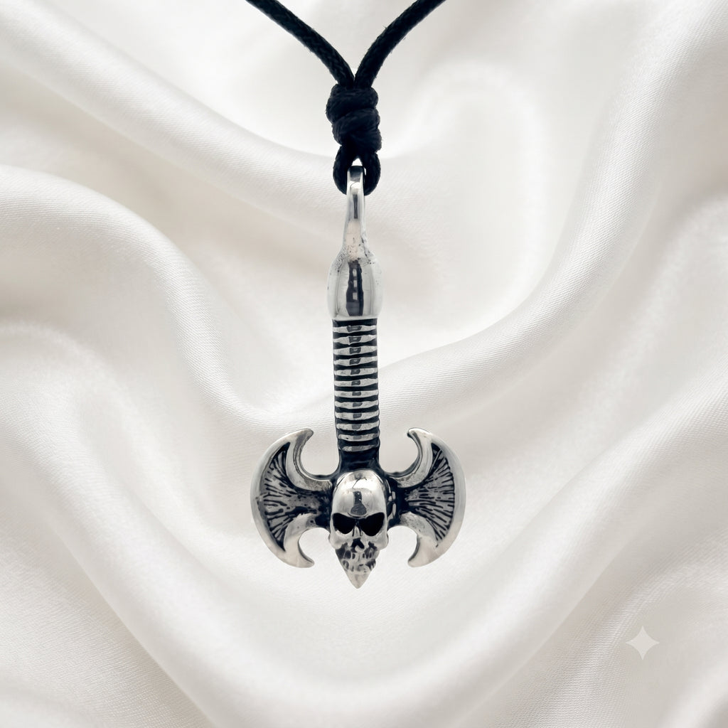 New Battle Axe Silver Pewter Charm Necklace Pendant Jewelry