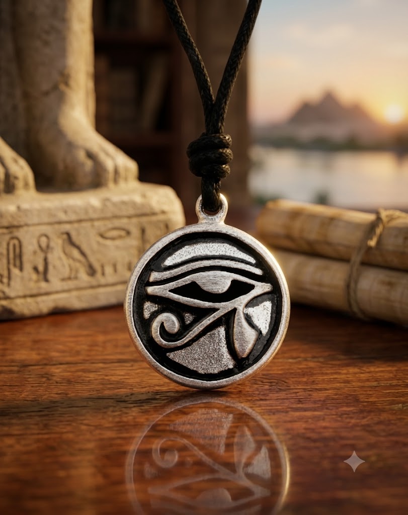 Eye of Ra - Ancient Egypt Handmade Silver Brass Pewter Necklace Pendant Jewelry
