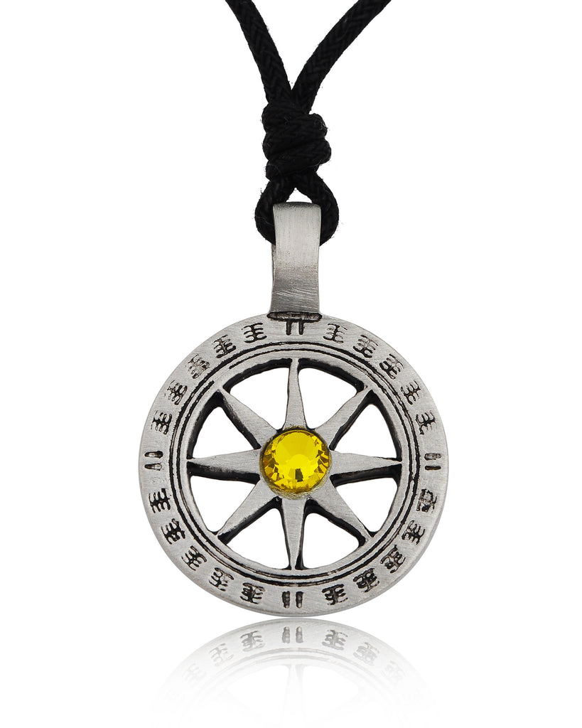 Color Mayan Sun Symbol Silver Necklace Pendant Jewelry