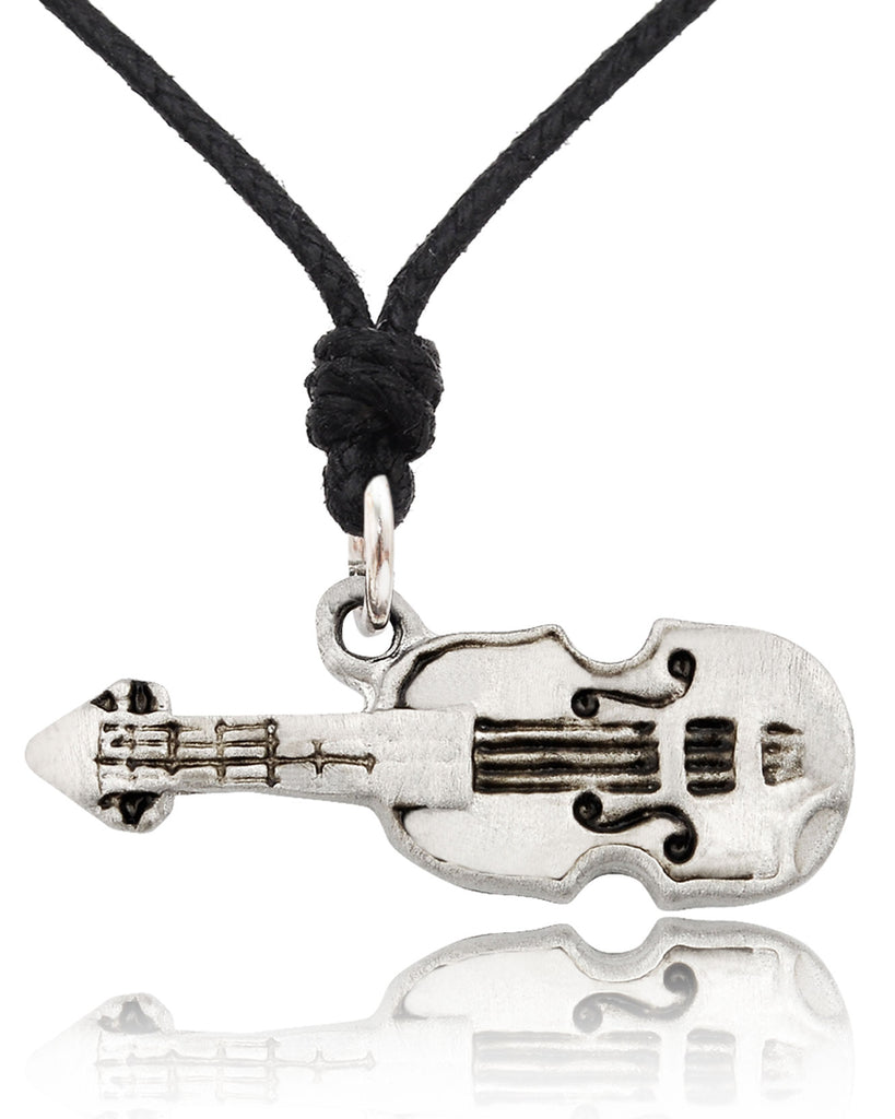 Lovely Guitar Silver Pewter Gold Brass Charm Necklace Pendant Jewelry