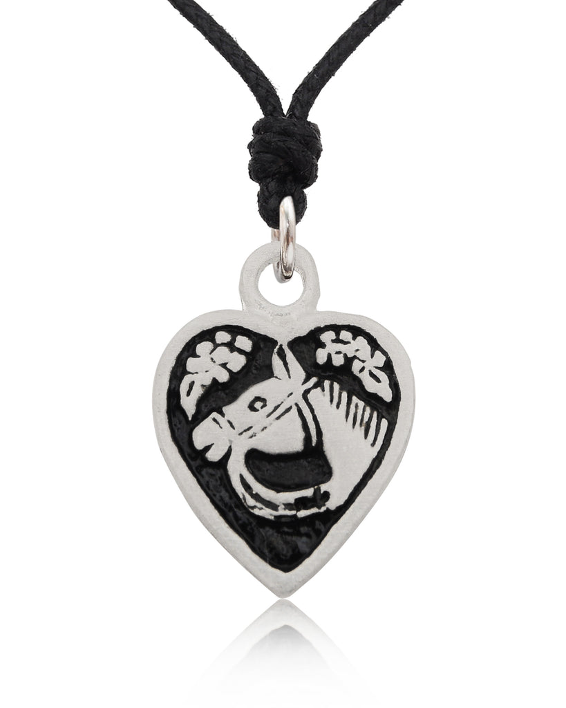 New Horse Heart Love Silver Pewter Gold Brass Charm Necklace Pendant Jewelry