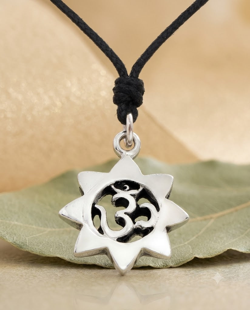 Sunflower Hindu Ohm 92.5 Sterling Silver Pewter Gold Brass Necklace Pendant Jewelry