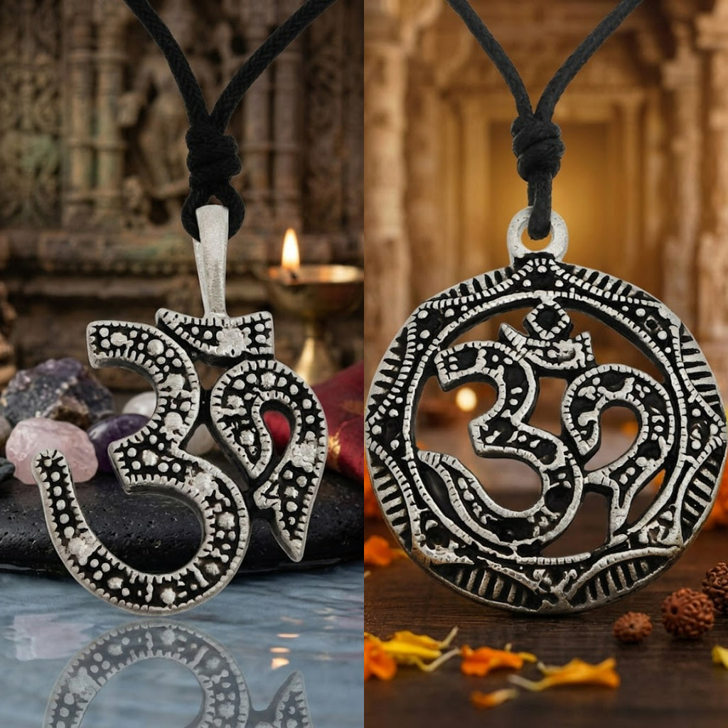 Ohm Aum Om Handcrafted Silver Pewter Brass Charm Necklace Pendant Jewelry