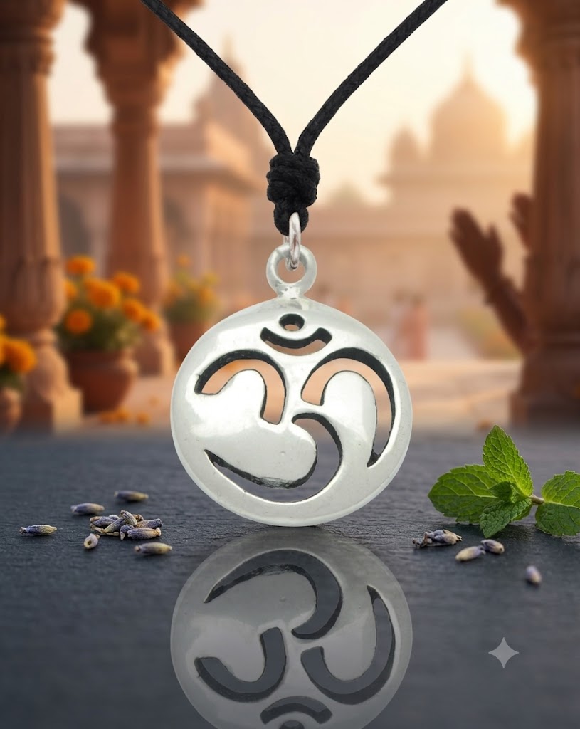 Large & Small Hindu Om Ohm 92.5 Sterling Silver Pewter Necklace Pendant Jewelry
