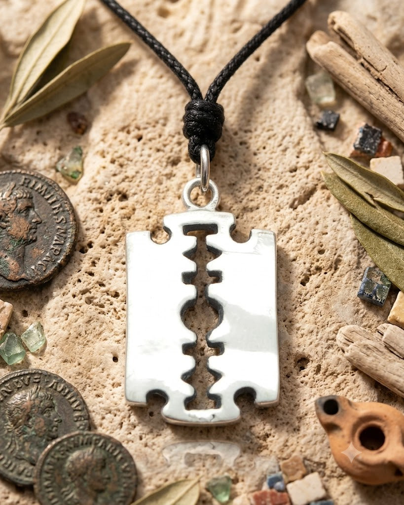 Razor Steam Punk Emo Gothic Sterling Silver Brass Pewter Necklace Pendant Jewelry