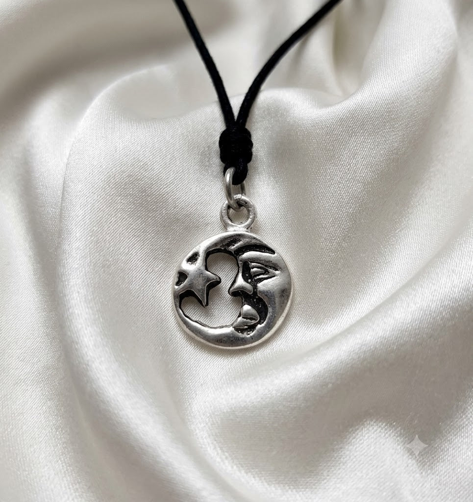 Moon & Star Silver Pewter Sterling Silver Charm Necklace Pendant Jewelry