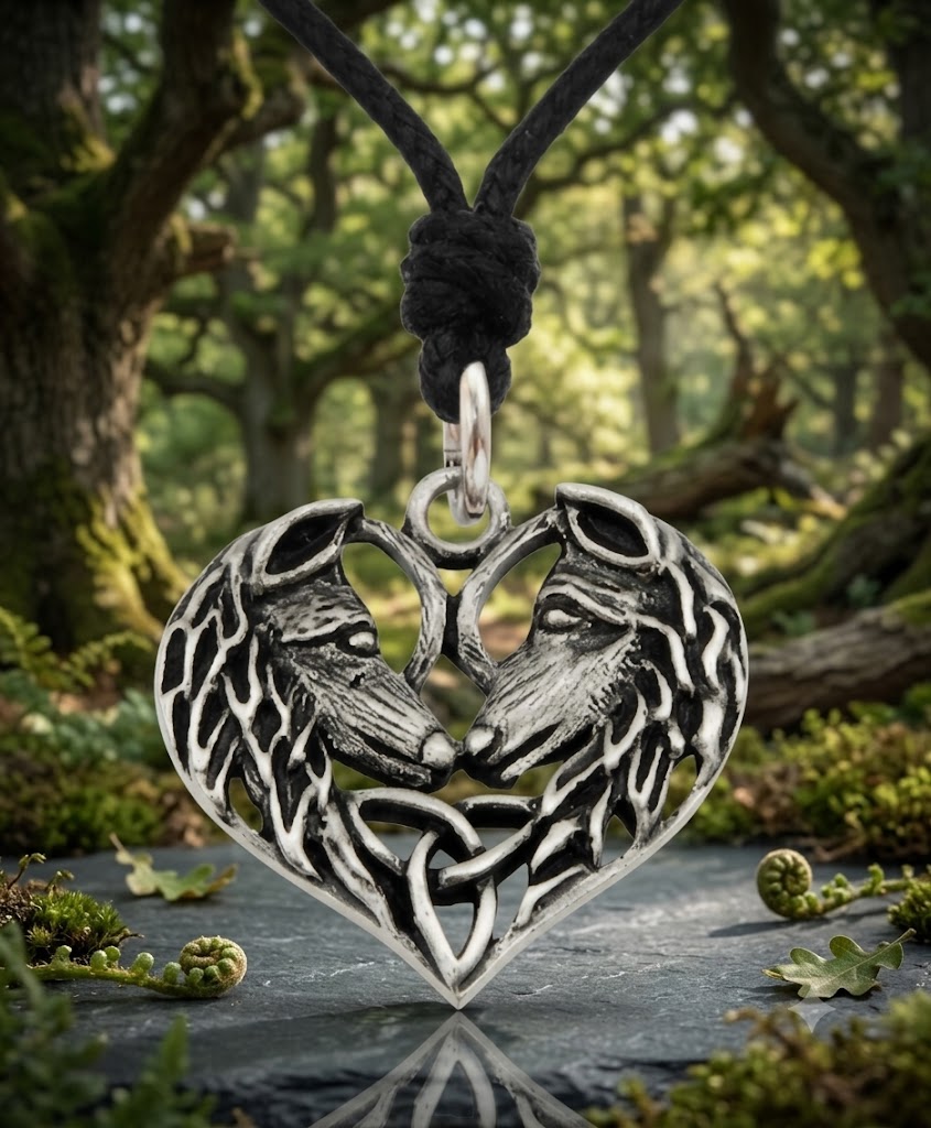 Wolf Heart Size S & M 92.5 Sterling Silver Pewter Brass Necklace Pendant Jewelry