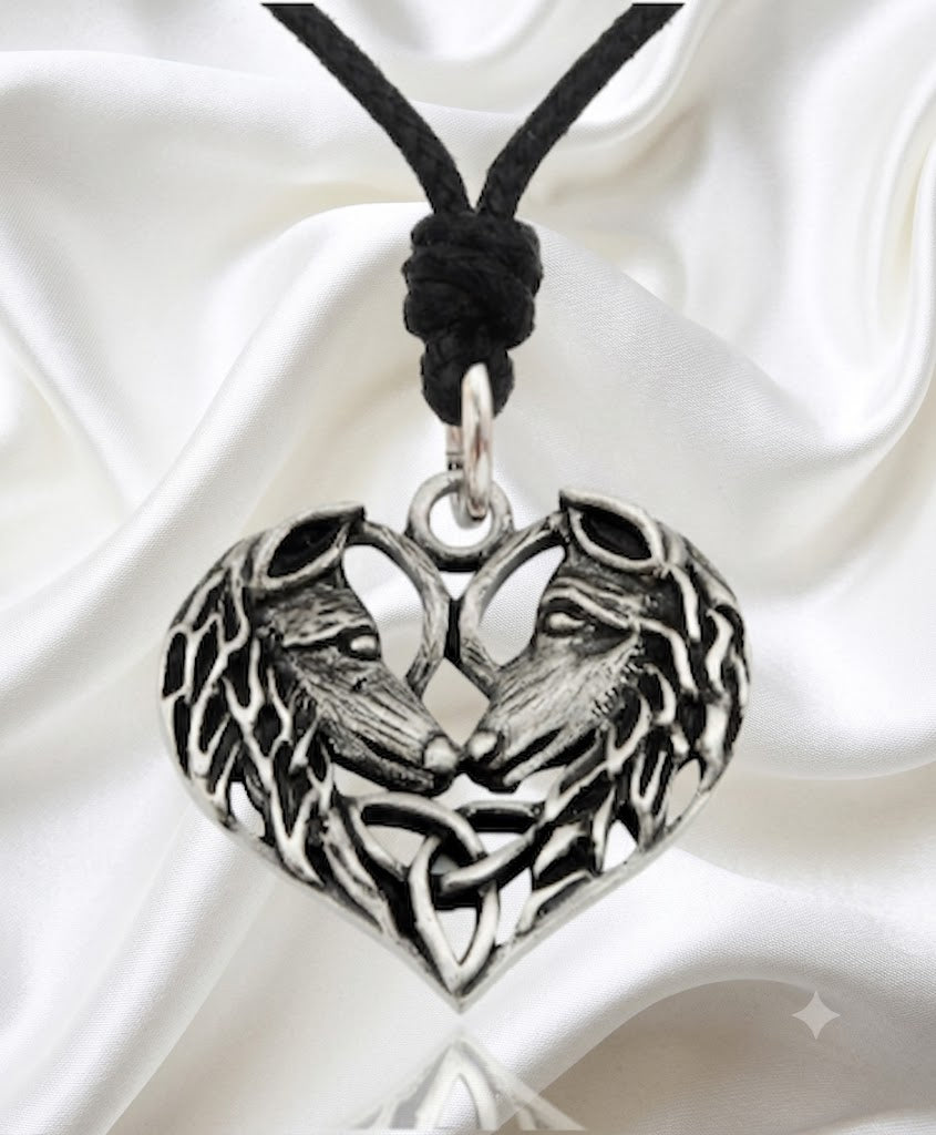 Wolf Heart Size S & M 92.5 Sterling Silver Pewter Brass Necklace Pendant Jewelry