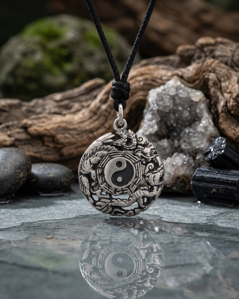Phoenix Dragon Yin Yang 92.5 Sterling Silver Golden Brass Pewter Necklace Pendant