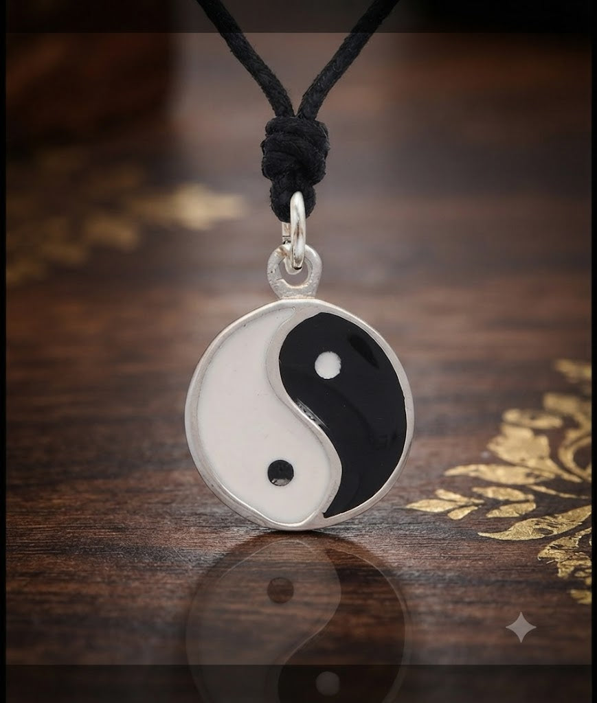 Yin Yang Japanese 92.5 Sterling Silver Charm Necklace Pendant Jewelry