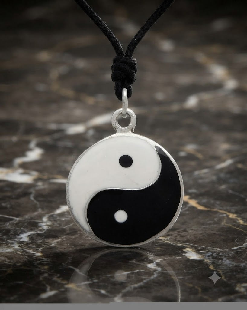 Yin Yang Japanese 92.5 Sterling Silver Charm Necklace Pendant Jewelry